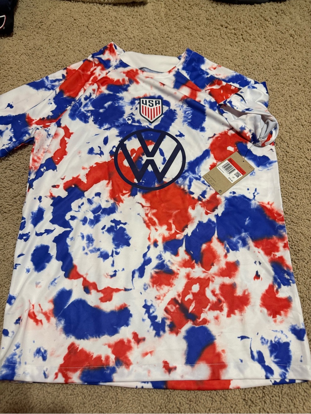 USA Tie-Dye Soccer Jersey with VW Logo - Red & Blue